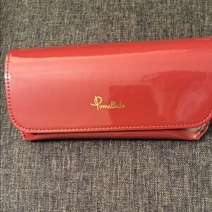 Pomellato Glossy Coral-Red Patent Leather Wristlet Cover Glasses
